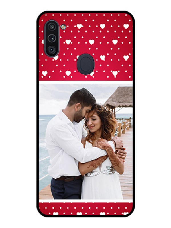 Custom Galaxy M11 Photo Printing on Glass Case - Hearts Mobile Case Design