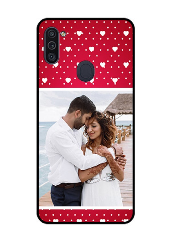 Galaxy M11 Photo Printing on Glass Case - Hearts Mobile Case Design