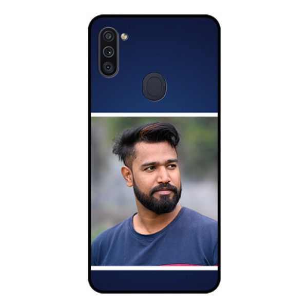 Galaxy M11 Personalized Glass Phone Case - Simple Royal Blue Design Galaxy M11 Personalized Glass Phone Case - Simple Royal Blue Design
