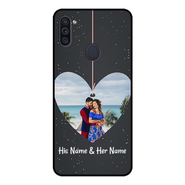 Galaxy M11 Custom Glass Phone Case - Hanging Heart Design