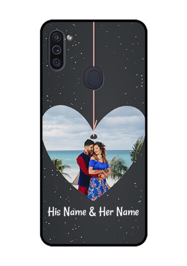 Galaxy M11 Custom Glass Phone Case - Hanging Heart Design