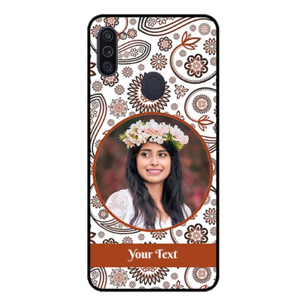 Galaxy M11 Custom Glass Mobile Case - Abstract Floral Design 