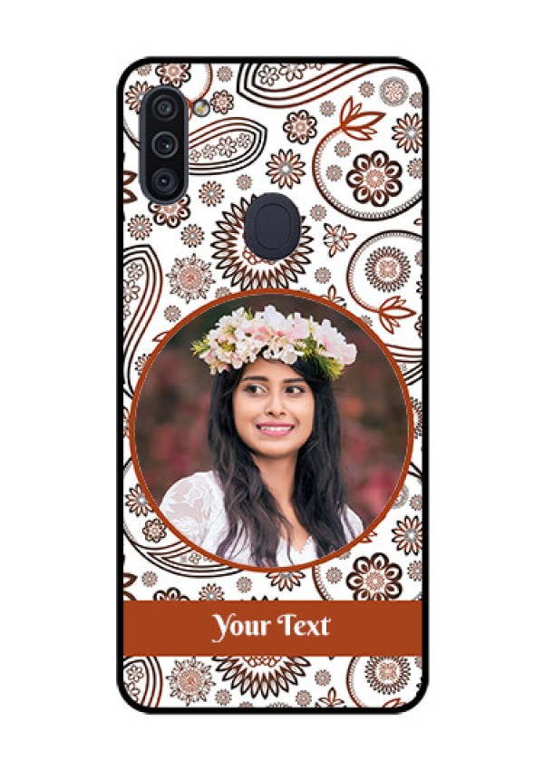 Galaxy M11 Custom Glass Mobile Case - Abstract Floral Design 