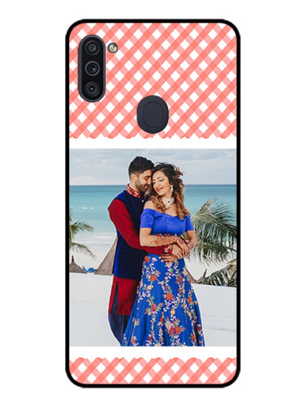 Custom Galaxy M11 Personalized Glass Phone Case - Pink Pattern Design