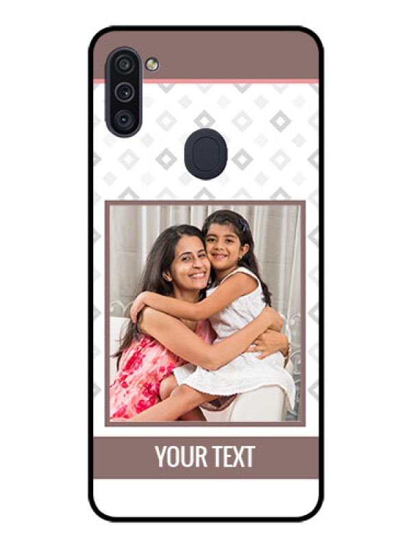 Custom Galaxy M11 Photo Printing on Glass Case - Simple Diamond Design