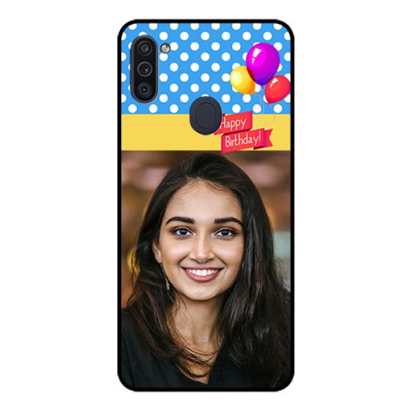 Galaxy M11 Custom Glass Mobile Case - Happy Birthday Design