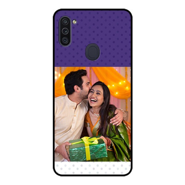 Galaxy M11 Personalized Glass Phone Case - Violet Pattern Design Galaxy M11 Personalized Glass Phone Case - Violet Pattern Design