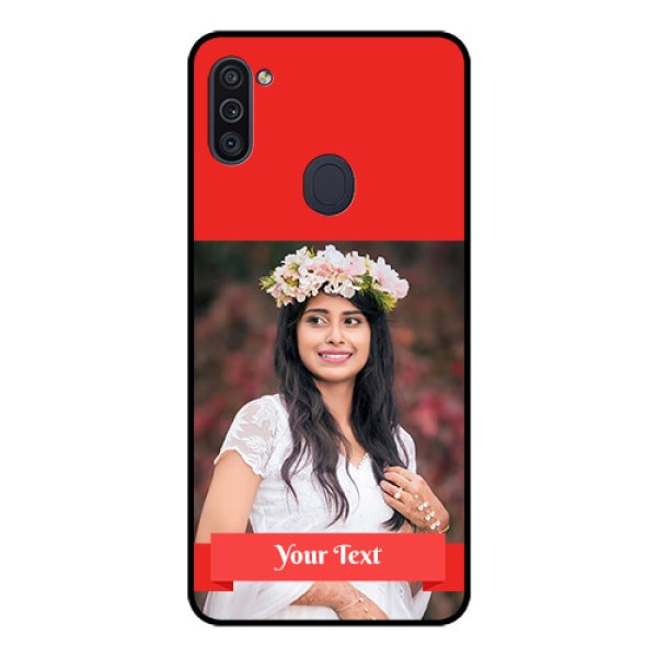 Galaxy M11 Custom Glass Phone Case - Simple Red Color Design Galaxy M11 Custom Glass Phone Case - Simple Red Color Design
