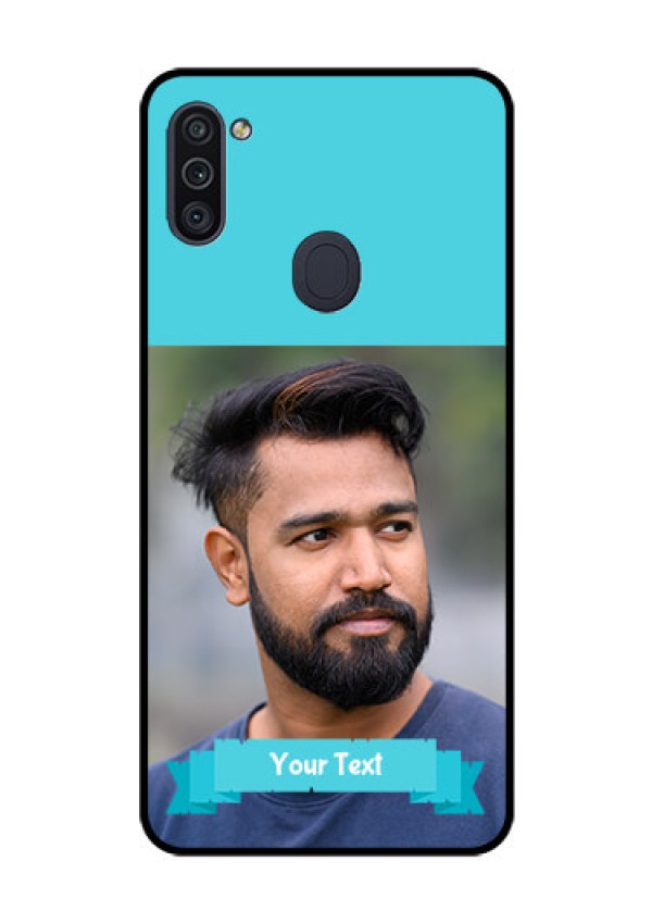 Galaxy M11 Personalized Glass Phone Case - Simple Blue Color Design