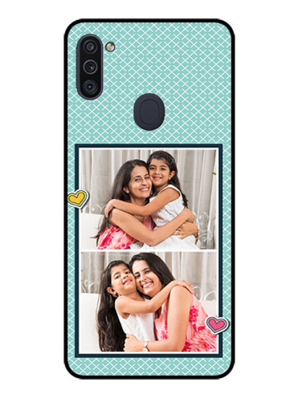Custom Galaxy M11 Custom Glass Phone Case - 2 Image Holder with Pattern Design