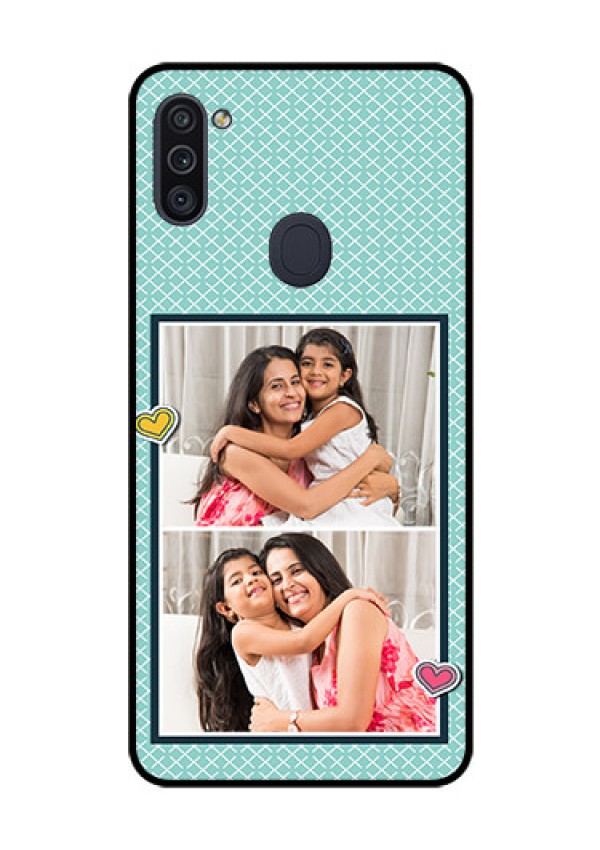 Galaxy M11 Custom Glass Phone Case - 2 Image Holder with Pattern Design