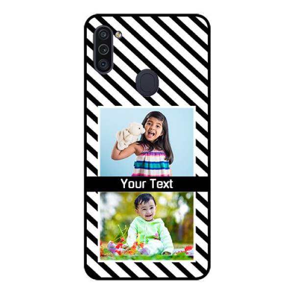 Galaxy M11 Photo Printing on Glass Case - Black And White Stripes Design Galaxy M11 Photo Printing on Glass Case - Black And White Stripes Design