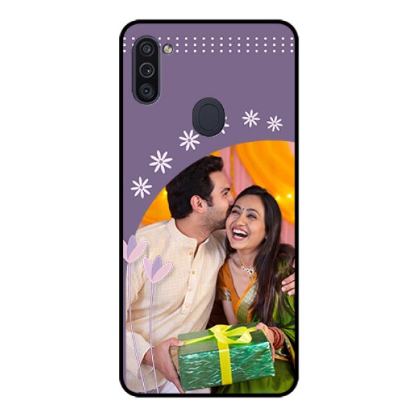 Galaxy M11 Custom Glass Mobile Case - Lavender flowers design 