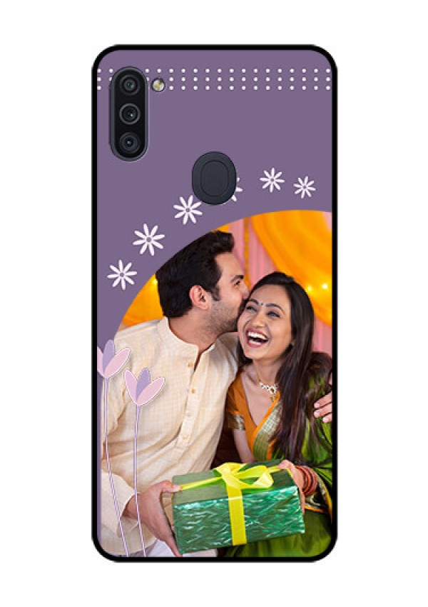 Galaxy M11 Custom Glass Mobile Case - Lavender flowers design 