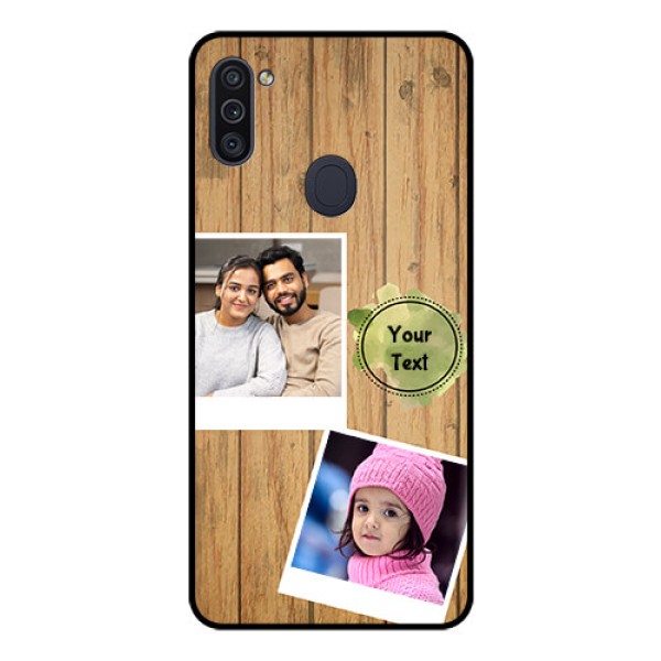 Galaxy M11 Custom Glass Phone Case - Wooden Texture Design