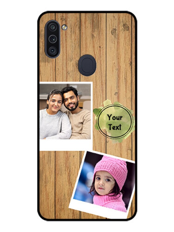 Custom Galaxy M11 Custom Glass Phone Case - Wooden Texture Design