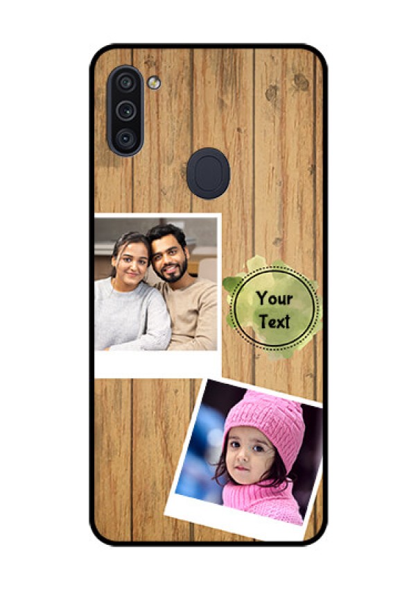 Galaxy M11 Custom Glass Phone Case - Wooden Texture Design