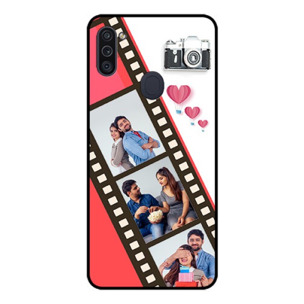 Galaxy M11 Personalized Glass Phone Case - 3 Image Holder with Film Reel Galaxy M11 Personalized Glass Phone Case - 3 Image Holder with Film Reel
