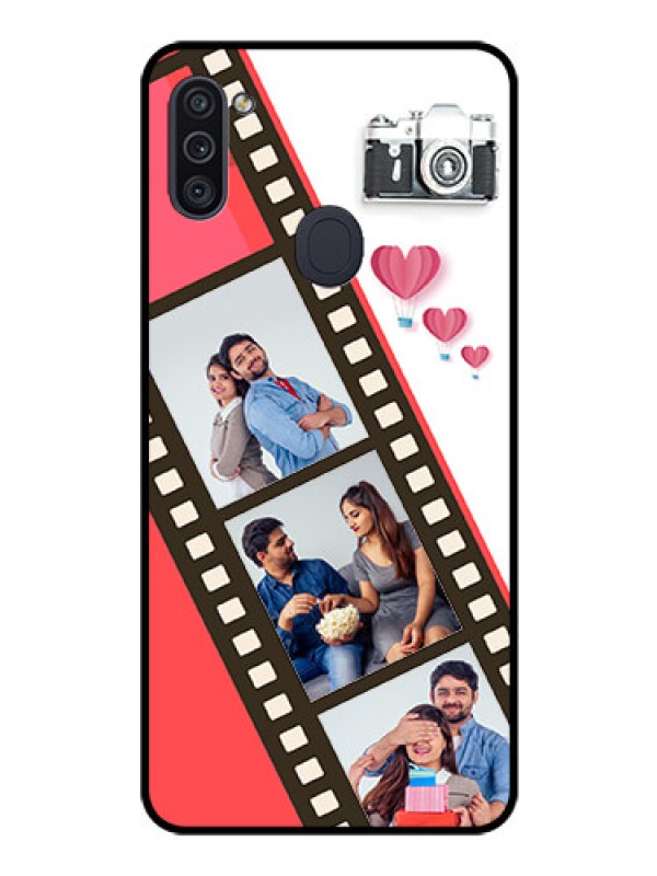 Custom Galaxy M11 Personalized Glass Phone Case - 3 Image Holder with Film Reel