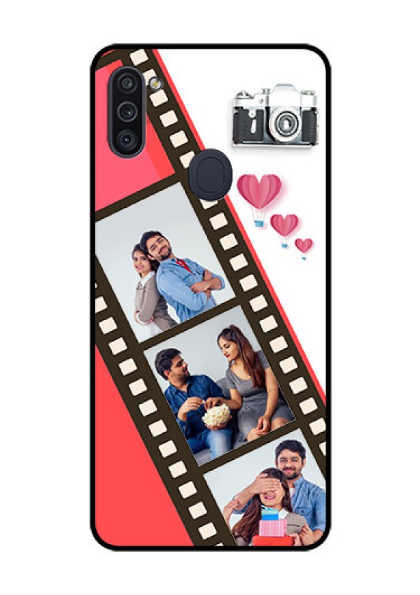 Galaxy M11 Personalized Glass Phone Case - 3 Image Holder with Film Reel