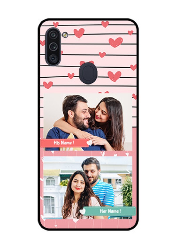 Galaxy M11 Custom Glass Mobile Case - Photo with Heart Design