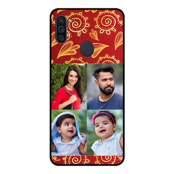 Galaxy M11 Photo Printing on Glass Case - 4 Image Traditional Design Galaxy M11 Photo Printing on Glass Case - 4 Image Traditional Design