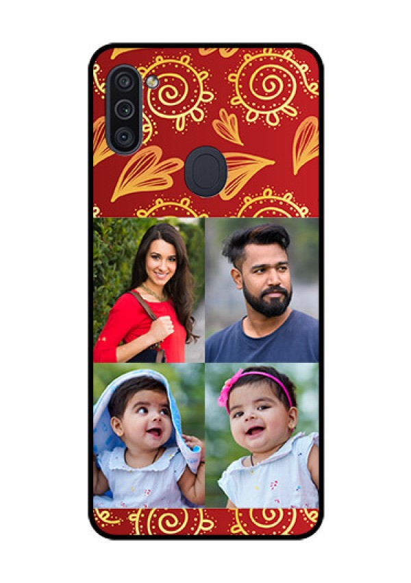 Galaxy M11 Photo Printing on Glass Case - 4 Image Traditional Design