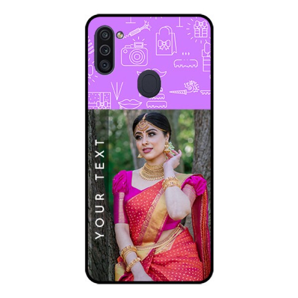 Galaxy M11 Custom Glass Mobile Case - Birthday Icons Design