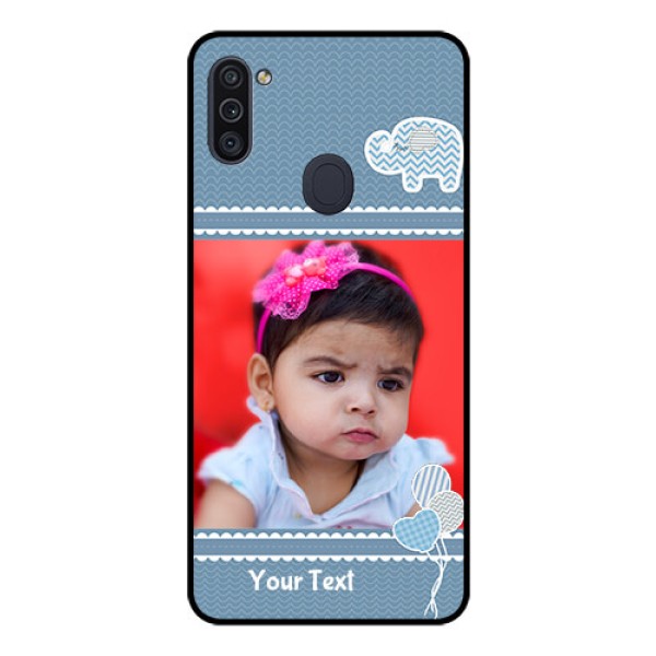 Galaxy M11 Photo Printing on Glass Case - with Kids Pattern Design