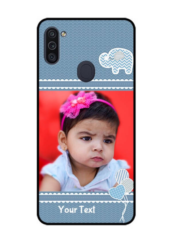 Galaxy M11 Photo Printing on Glass Case - with Kids Pattern Design