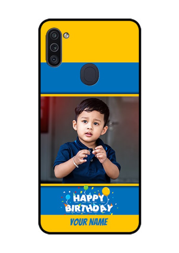 Galaxy M11 Custom Glass Mobile Case - Birthday Wishes Design