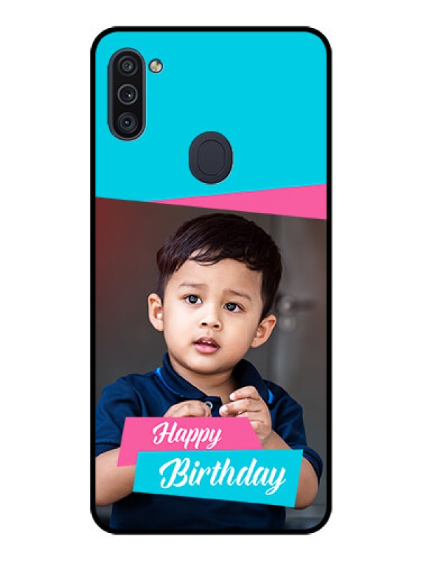 Custom Galaxy M11 Personalized Glass Phone Case - Image Holder with 2 Color Design