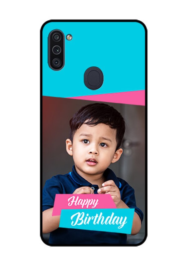 Galaxy M11 Personalized Glass Phone Case - Image Holder with 2 Color Design