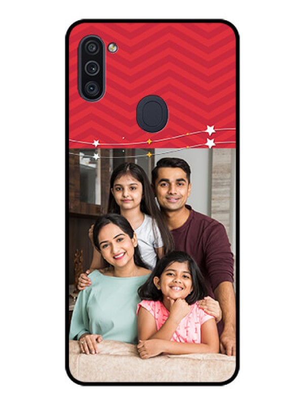 Custom Galaxy M11 Personalized Glass Phone Case - Happy Family Design