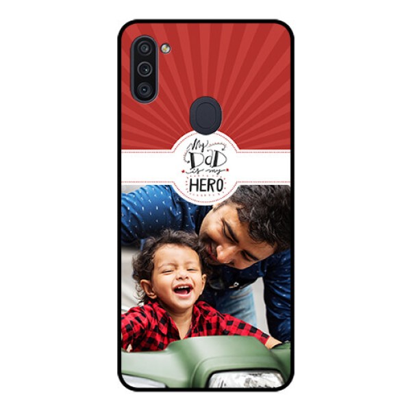 Galaxy M11 Photo Printing on Glass Case - My Dad Hero Design
