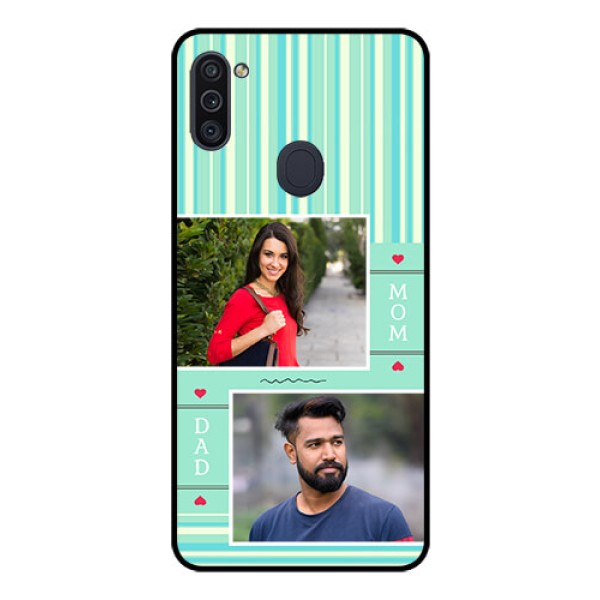Galaxy M11 Custom Glass Phone Case - Mom & Dad Pic Design Galaxy M11 Custom Glass Phone Case - Mom & Dad Pic Design