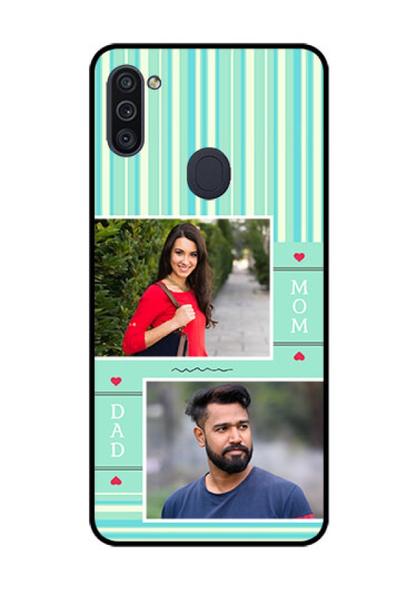 Galaxy M11 Custom Glass Phone Case - Mom & Dad Pic Design