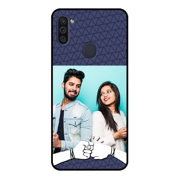 Galaxy M11 Photo Printing on Glass Case - with Best Friends Design 