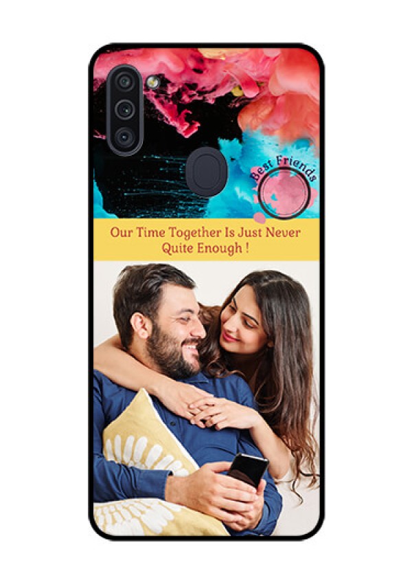 Galaxy M11 Custom Glass Mobile Case - Quote with Acrylic Painting Design