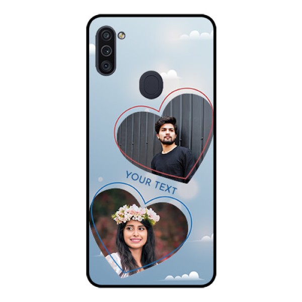 Galaxy M11 Custom Glass Mobile Case - Blue Color Couple Design 