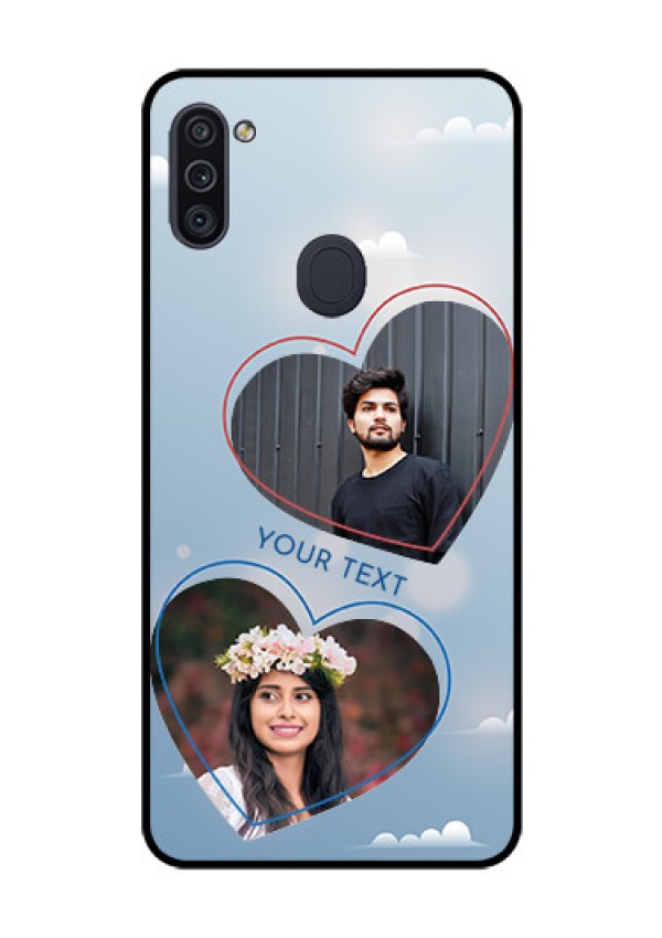 Galaxy M11 Custom Glass Mobile Case - Blue Color Couple Design 