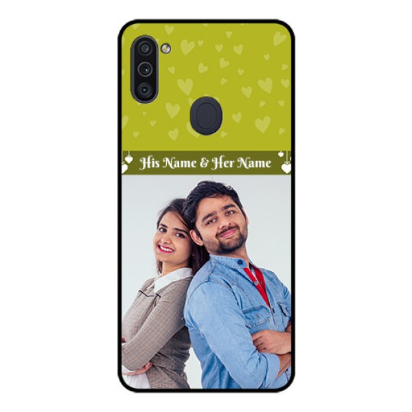 Galaxy M11 Custom Glass Phone Case - You & Me Heart Design