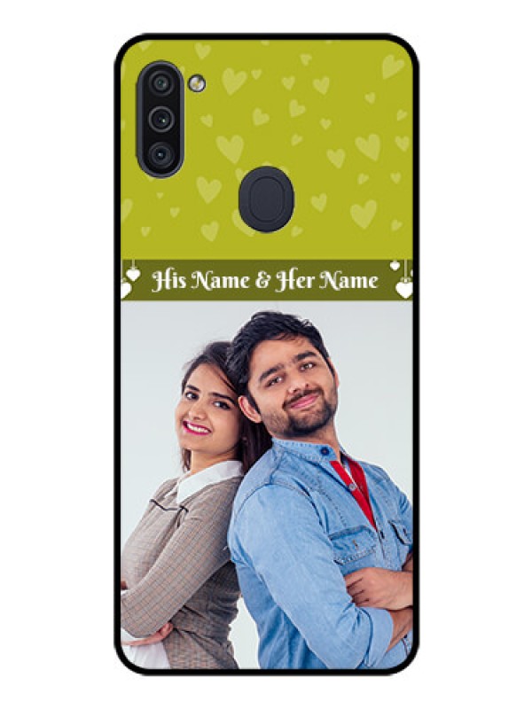 Custom Galaxy M11 Custom Glass Phone Case - You & Me Heart Design