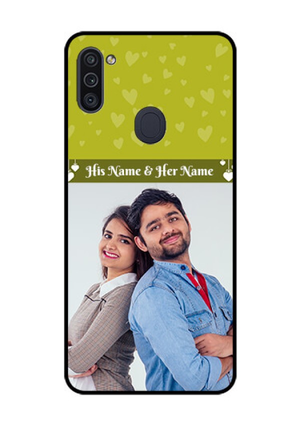 Galaxy M11 Custom Glass Phone Case - You & Me Heart Design