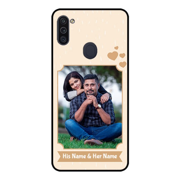 Galaxy M11 Custom Glass Phone Case - with confetti love design 