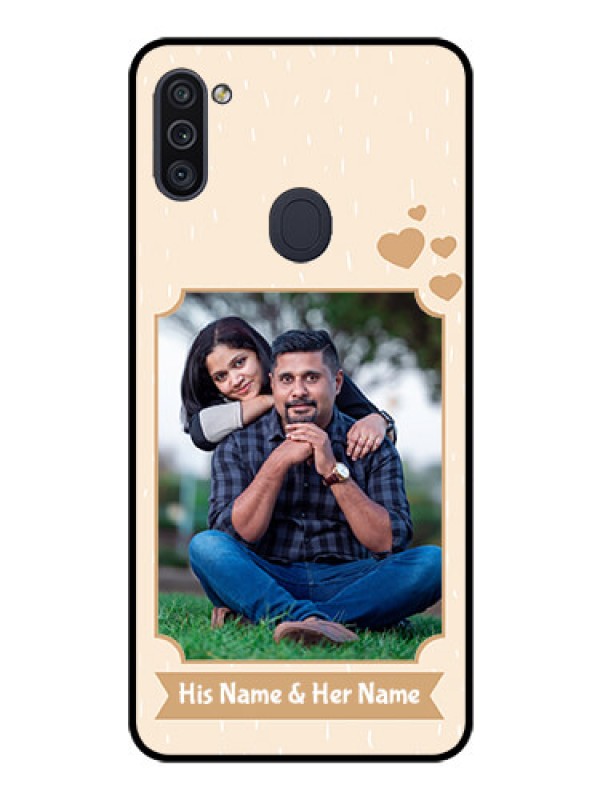 Custom Galaxy M11 Custom Glass Phone Case - with confetti love design 