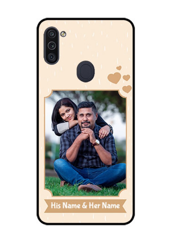 Galaxy M11 Custom Glass Phone Case - with confetti love design 
