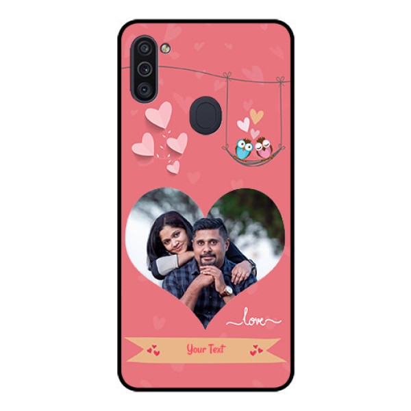 Galaxy M11 Personalized Glass Phone Case - Peach Color Love Design 