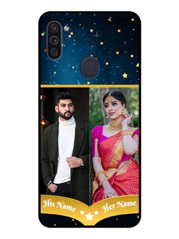 Custom Galaxy M11 Custom Glass Phone Case - Galaxy Stars Backdrop Design