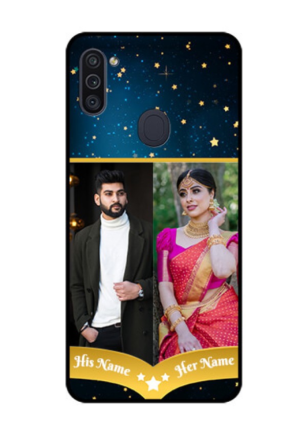 Galaxy M11 Custom Glass Phone Case - Galaxy Stars Backdrop Design